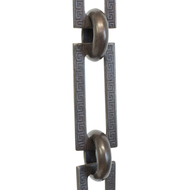 Chaîne décorative avec clé grecque et maillons non soudés, Bronze, H 12 po x l 0,87 po x P 0,1 po