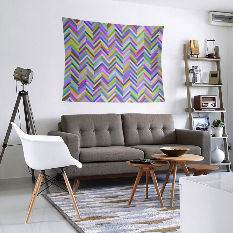 Tapisserie murale chevrons, H 88 po x l 104 po, Mauve