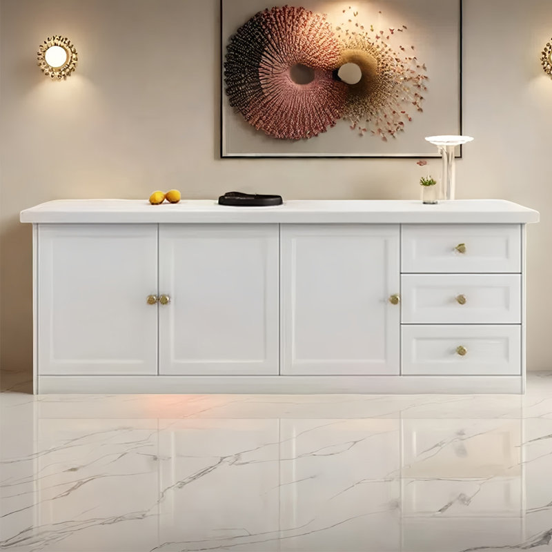 Îlot de cuisine avec plateau en marbre de 78,74 po, sans assemblage, pour un usage domestique et commercial