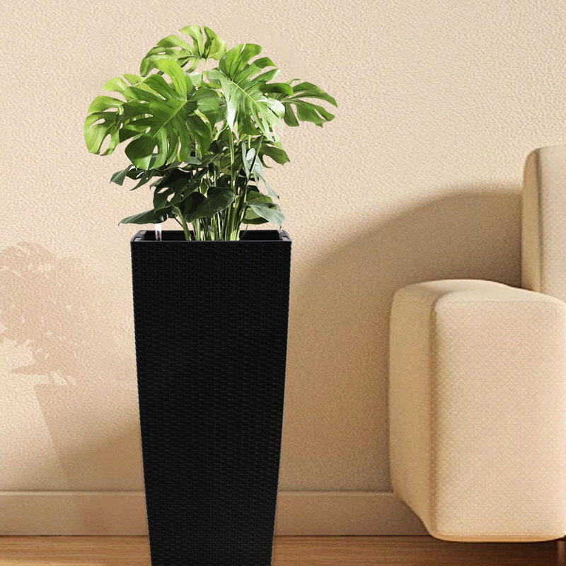 Jardinière noire de 30 pouces avec système d'arrosage automatique pour l'extérieur de la maison