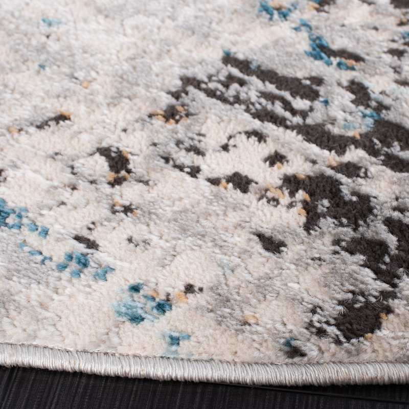 Tapis gris / rose Cheriton, Rond 6 pi 7 po