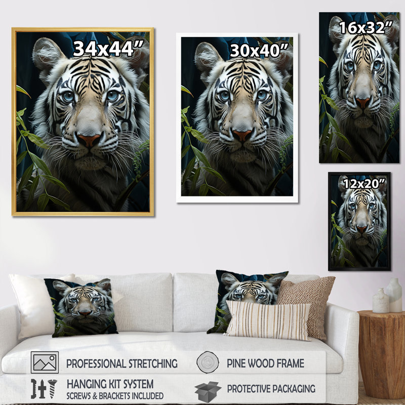 " Tiger Zenith Portrait ", Gold, 32" H x 24" W x 1" D