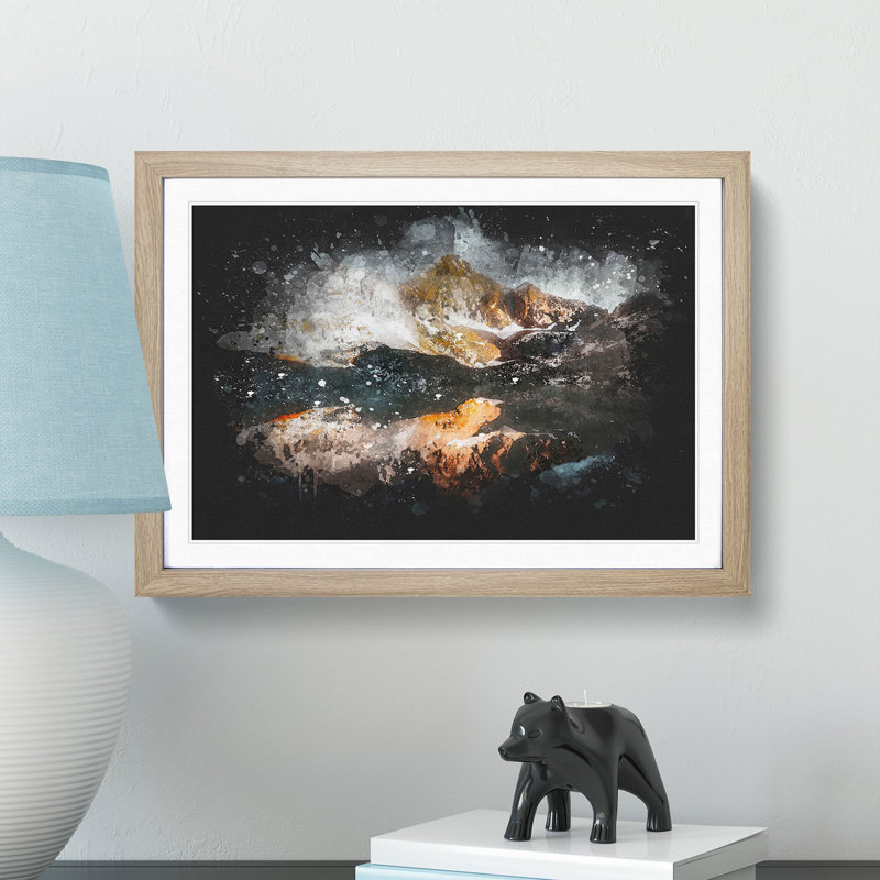 Reflection Of The Alps - Picture Frame Graphic Art, 24cm H x 33cm W x 2cm D, Oak Framed