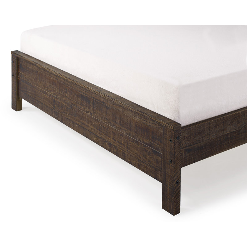 Albany Solid Wood Bed Frame with Headboard, Heavy Duty Modern Rustic Bed Frames, Queen, Gray
