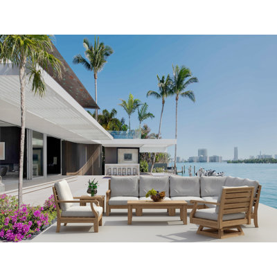 Gatsby 10 Piece Teak Sectional Seating Group with Sunbrella Cushions