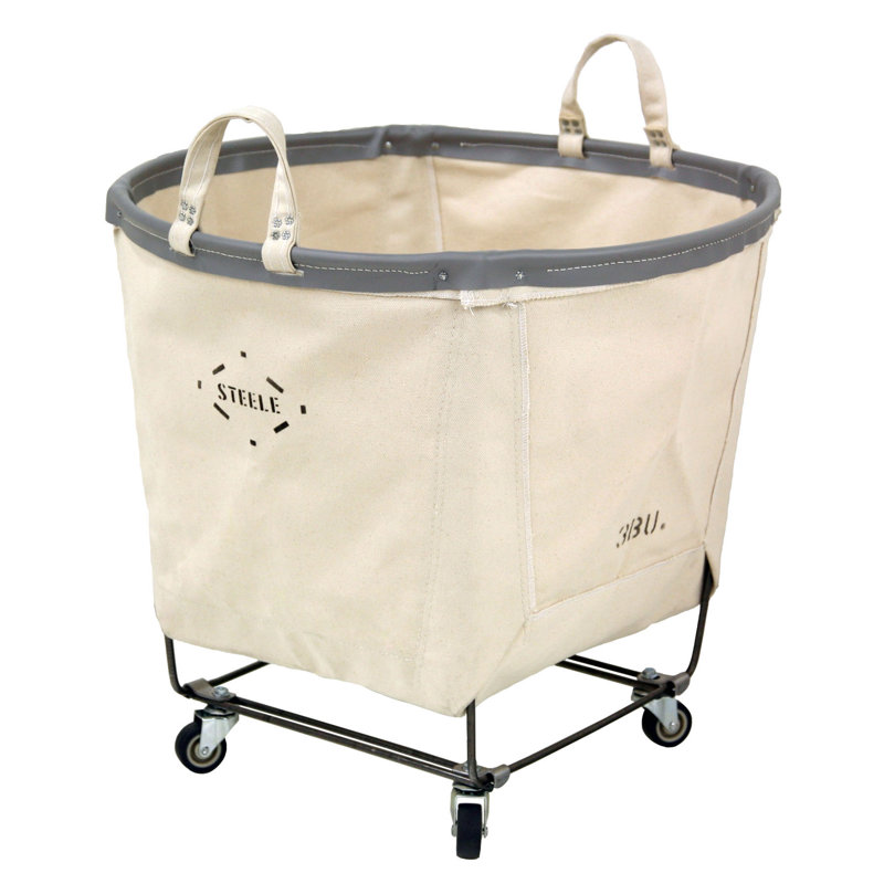 Canvas Rolling Laundry Basket with Handles, Gray Vinyl, 2"
