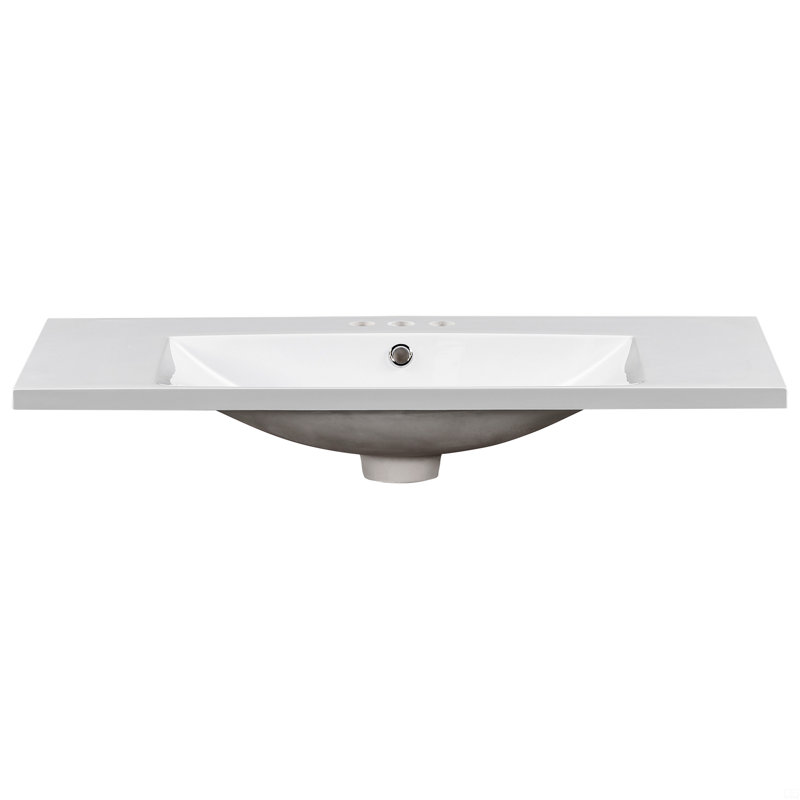 [Lavabo seulement] Lavabo de salle de bain rectangulaire en résine 3 trous 36 po x 18 po, lavabo de meuble-lavabo seulement, pour robinet central de 4 po