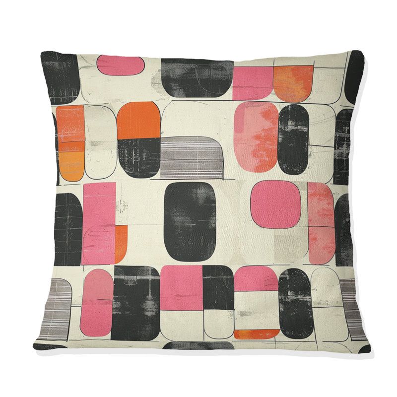 Coussin rose rose Midcentury Shapes, H 18 po x l 18 po