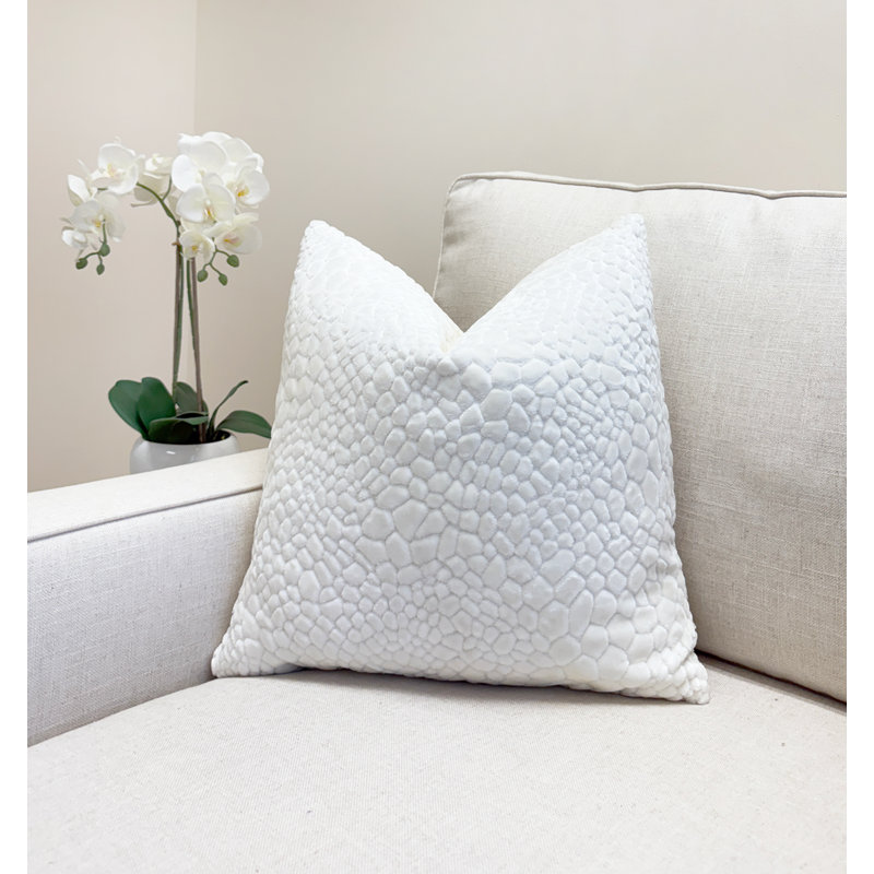 Housse de coussin en velours crocodile, 22x22", White