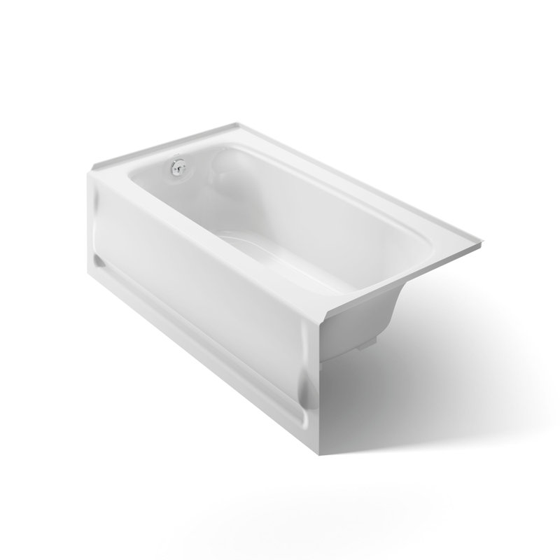 Bancroft 60" x 32" Alcove Soaking Acrylic Bathtub, White, Left