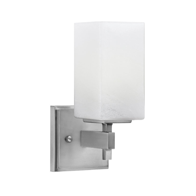 Applique murale Corbin, en verre de marbre blanc carré de 3,5 po, Nickel