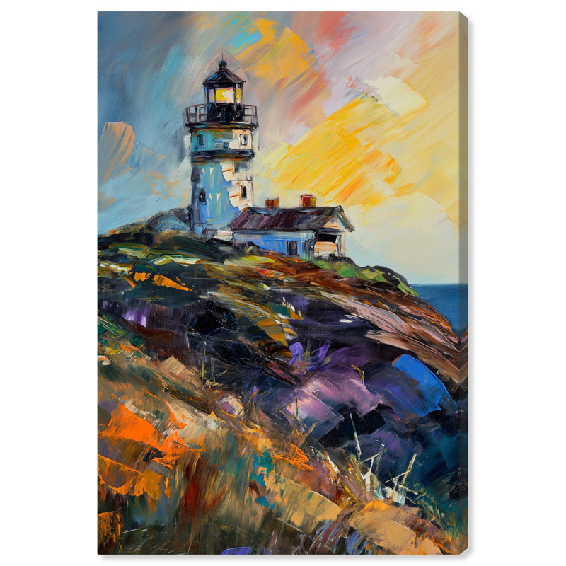Phare coloré, Toile tendue, H 24 po x l 16 po