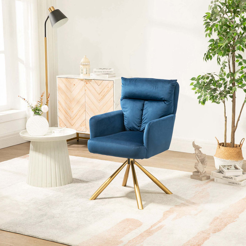 Fauteuil d'appoint pivotant Kriene, Bleu très foncé