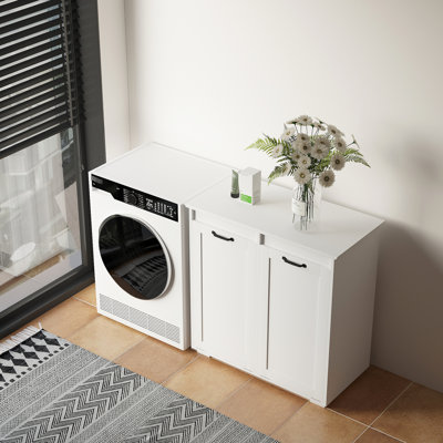 Laundry Cabinet With Easy-Open Door - Quick Access To Particle Board Storage Reliable Solution