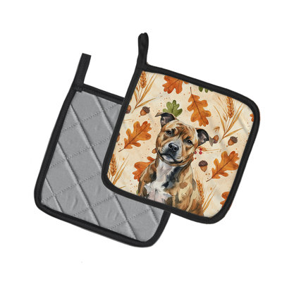 Paire de supports à casseroles Brindle Staffordshire Bull Terrier Heirloom Fall