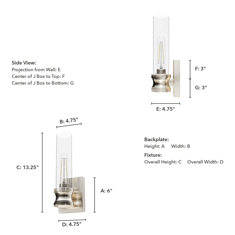 Lenlock Aluminum Armed Sconce, Clear, Brushed Nickel