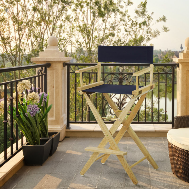 Scoville Folding Director Chair, Natural, Navy