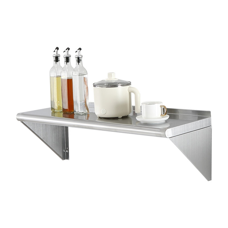 Heavy Duty Stainless Steel Wall Mounted Shelf - 36" Commercial Kitchen Floating Storage Rack with Brackets, Rust-Resistant & Easy to Clean