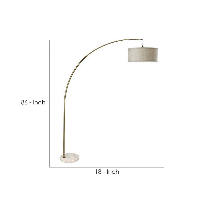 Lampe sur pied arquée 86 po Tynise, Doré, Beige