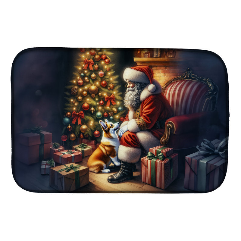 Tapis de vaisselle Corgi and Santa Claus