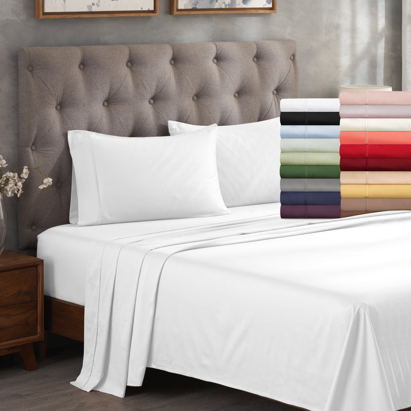 Superior Egyptian Cotton 300 Thread Count Solid Deep Pocket Bed Sheet Set