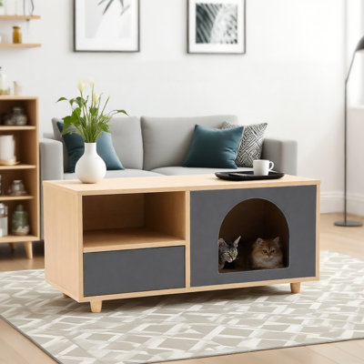 Table basse 4 pieds avec rangement pour animaux de compagnie