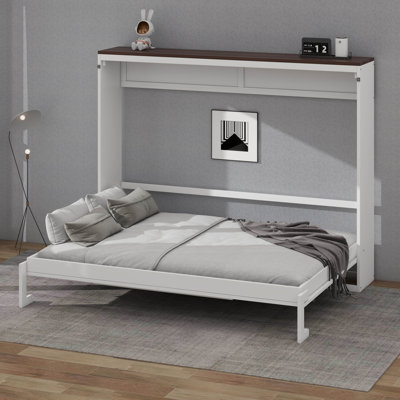 Lit escamotable avec station de charge USB, armoire murale escamotable en bois Murphy