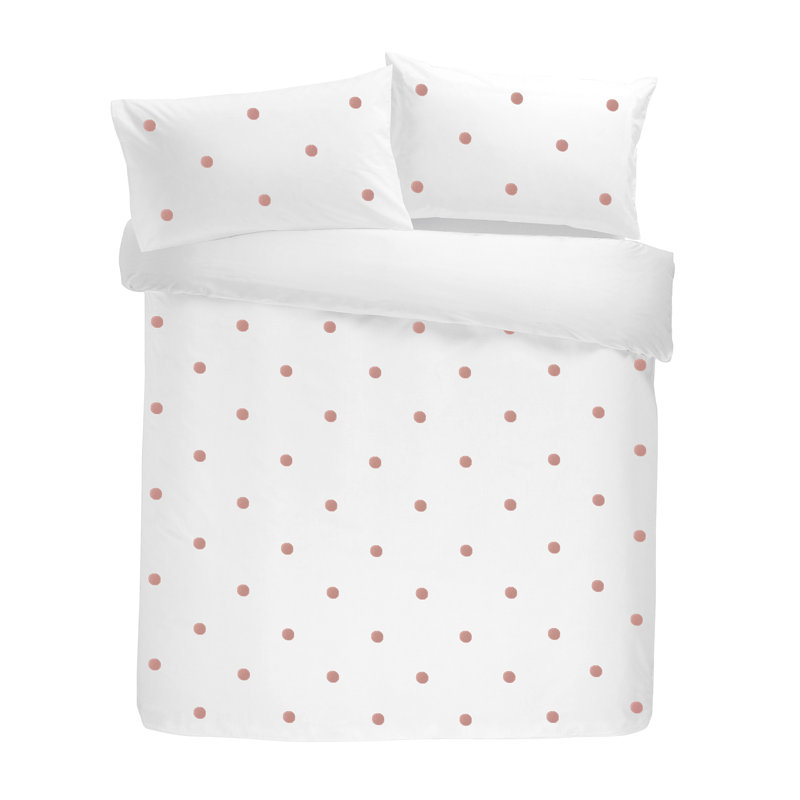 Dot Garden Duvet Cover Set, Single Duvet Cover + 1 Standard Pillowcase, White/Pink Dots