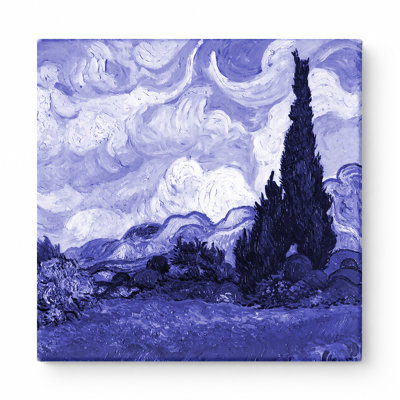 Champ de blé avec cyprès (1889) - art mural carré sur toile