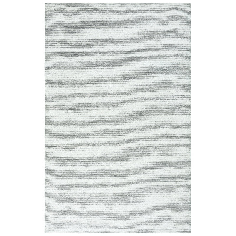 Xaniah Hand Tufted Wool/Viscose/Cotton Solid Color Rug in Charcoal/Ivory/Charcoal/Ivory, Rectangle 5' x 8'