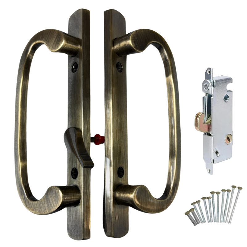 Porte de verre coulissante avec poignée de remplacement pour porte de patio, Laiton antique