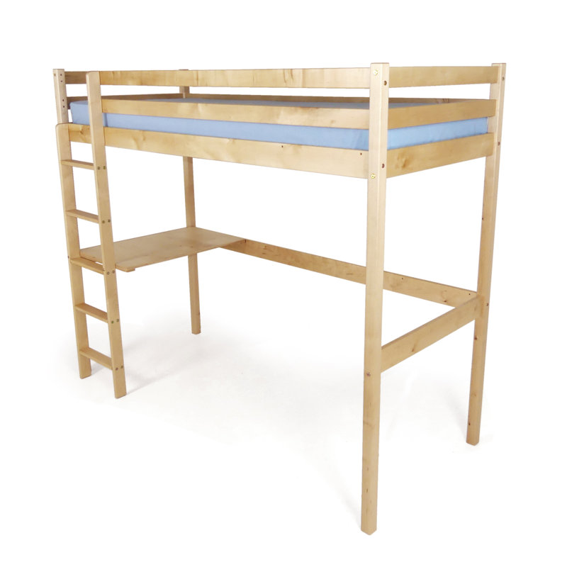 Engelhardt Hardwood High Sleeper Bed with Desk, Natural, 70 x 140cm