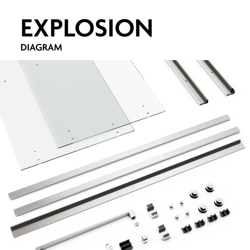 56" - 60" W x 64"H Frameless  Double Sliding Glass Tub Shower Doors | 5/16" (10mm) Clear Tempered Glass | Leak-Proof Precision | Durable Stainless Steel Hardware | Perfect Adjustment Uneven Walls