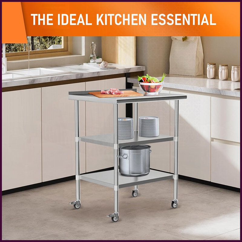 Table basse en acier inoxydable 24 po x 30 po, tablette galvanisée, facile à nettoyer et amp; Résistant à la corrosion pour la cuisine / le salon
