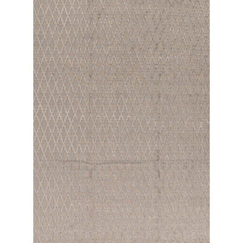 Wool Geometric Area Rug in Gray, Rectangle 5'11" x 9'3"