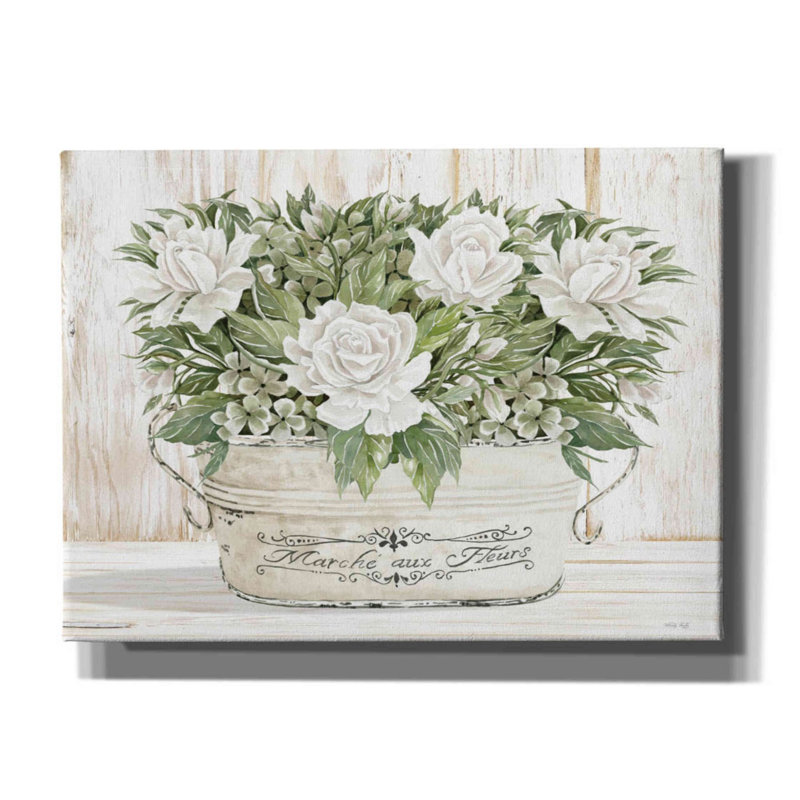 Roses In White by Cindy Jacobs - Wrapped Canvas Painting, 40" H x 54" W x 1.5" D