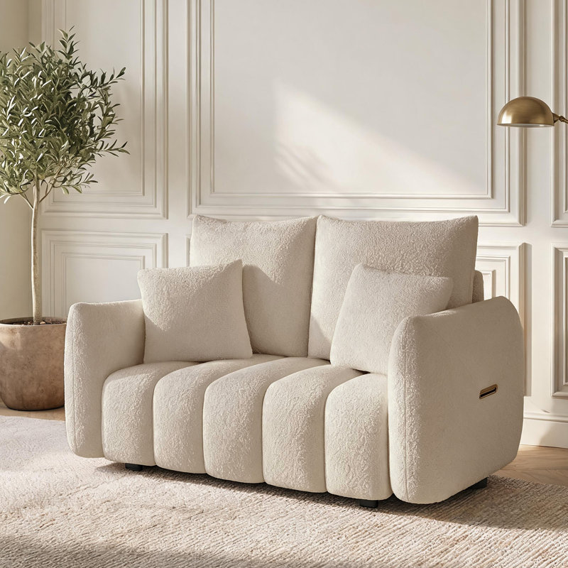  58'' Teddy Fabric Upholstered Loveseat, Light Brown