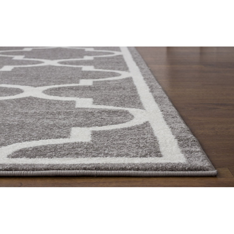 Tapis gris à motif géométrique Tangires, Rectangle 8 pi x 10 pi
