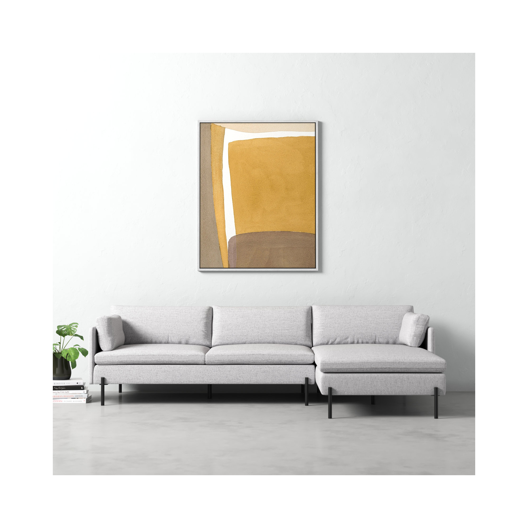 Light Ochre by Julia Balfour, Silver Framed Canvas, 50" H x 40" W x 1.4" D