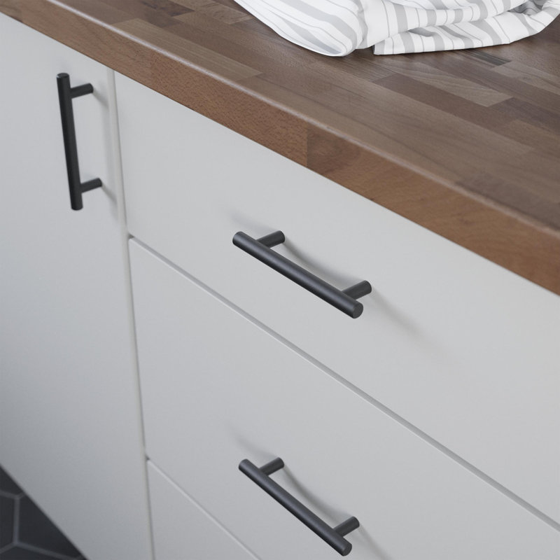 Matte Black Modern Brass Bar Handle Set
