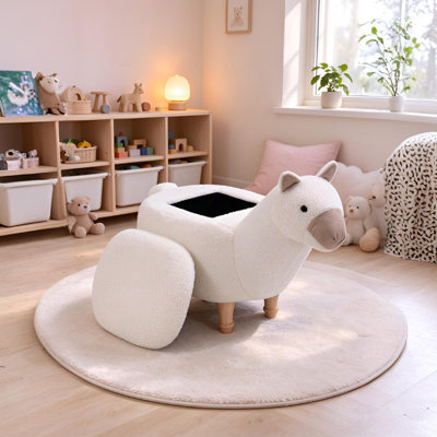 Upholstered Faux Fur Footstool