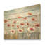 Champ de coquelicots rouges et gris - coquelicots, art mural sur bois de pin naturel-101407580
