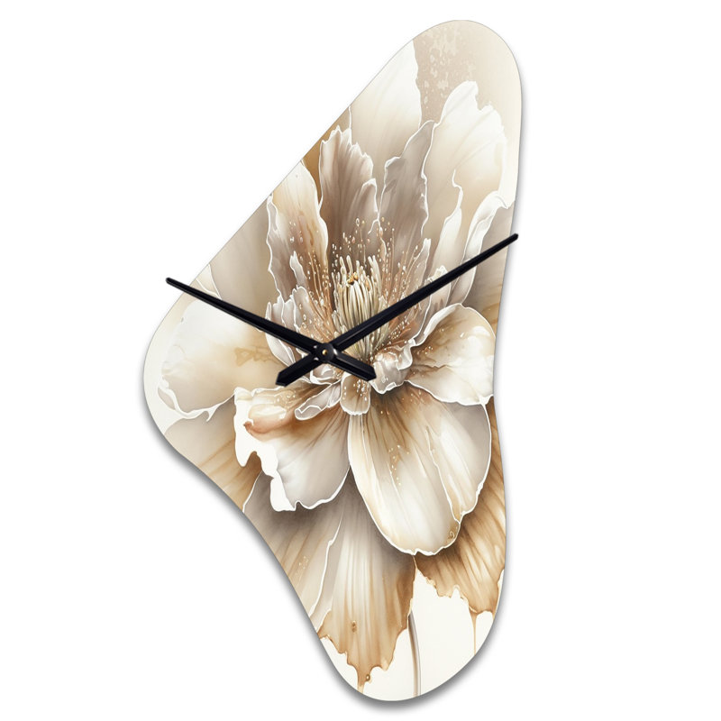Horloge murale Donlon Blooming Beige Floral Design II - Floral, Moyenne