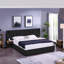 Lit plateforme en velours noir très grand avec 2 tablettes, lampes et - élégant lit de chambre à coucher, construction stable, rangement en dessous avec rangement, conception moderne port, structure,-129957180