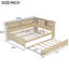 Lit de jour en bois pleine grandeur avec lit gigogne et tablettes de rangement en lait blanc antique - Fabrication solide, tablettes, décor, style