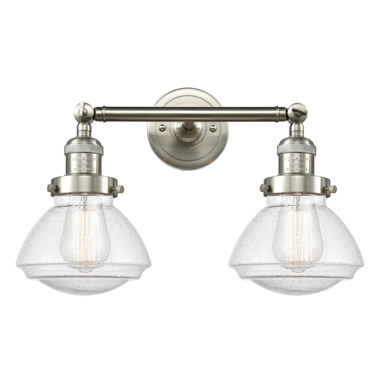 Éclairage pour salle de bain 2 lumières Chesterville, Nickel satiné brossé, Grainé, Ampoule incandescente rétro de 60 watts