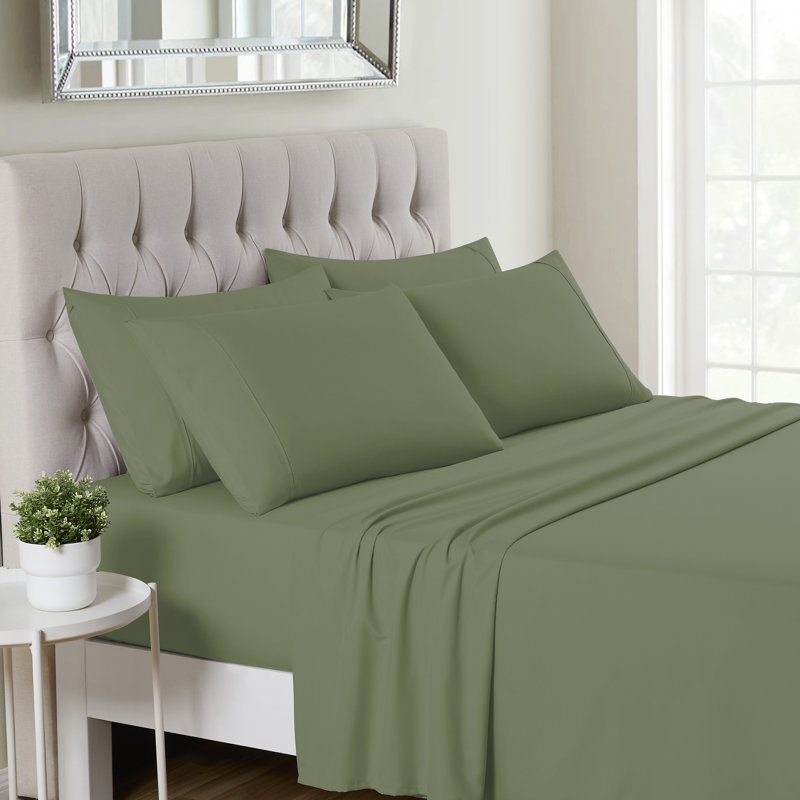 Luxurious Soft Microfiber Sheet Set with Bonus Pillowcases, Sage, King Sheet Set with 4 Pillowcases