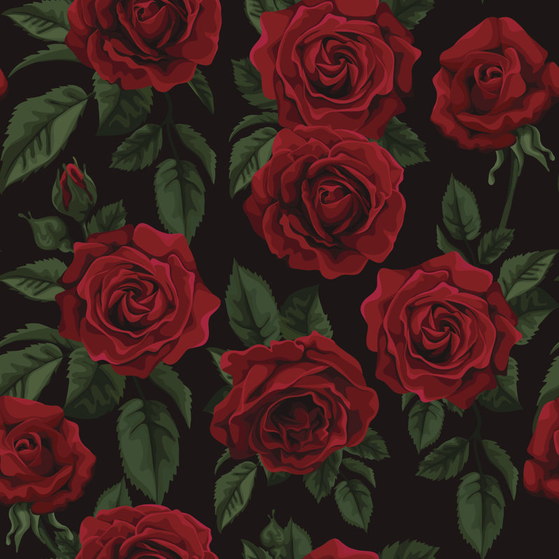 Rose Seamless Pattern - Wrapped Canvas Print, 30cm H x 30cm W x 3.8cm D