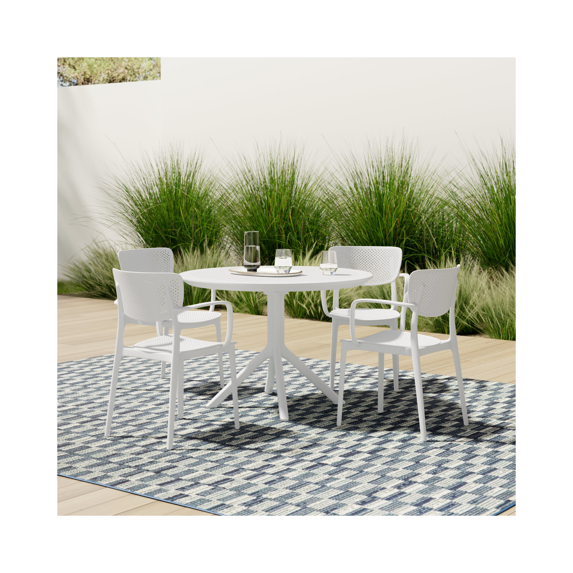 Farrah Loft Armchair 5 Person Dining Set, White