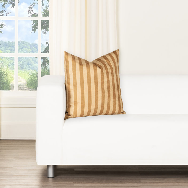 Coussin Birch Lane, Rayures jaunes, Plume, Carré 20 po